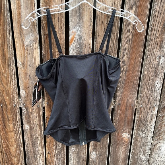 Spirit Halloween Bustier Black Faux Leather Large New Zip Front Sexy Costume - Picture 6 of 6